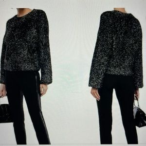 Vince Black Boxy Metallic Knit Sweater- Size XS